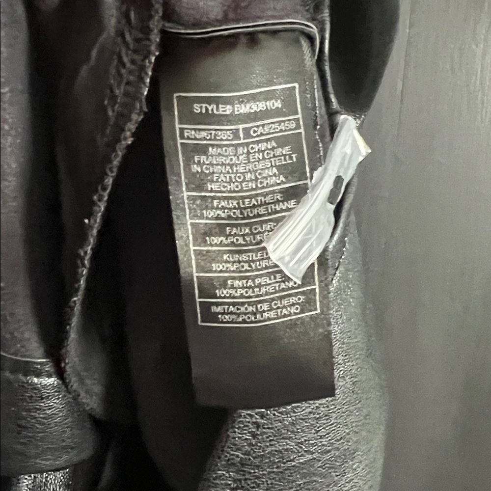 Steve Madden Black Faux Leather Shirt Jacket with Patch Pockets - Picture 4 of 5